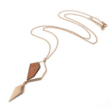 Fashion Geometric Drop Long Necklace Simple Wood Pendant