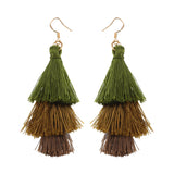 Women's  Bohemian Tassel Earrings Hand-made Three Layers Different Color Ear Drop Unique Gift