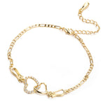 Anklet Double Zircon Hearts Copper Chain Plated Anklets