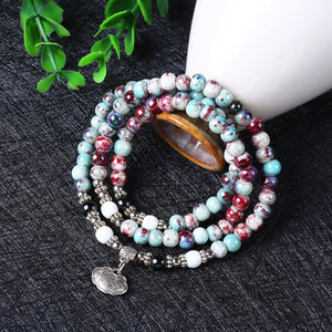 108pcs Tibetan Buddhist Handmade Ceramic Beads Bracelet