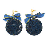 Ethnic Bowknot Round Plate Charm Dangle Earrings for Women