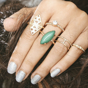 Trendy Women Gemstone Knuckle Rings Mix Finger Midi Ring Set