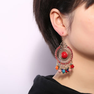 Bohemian Colorful Women's Bead Tassel Drop Earrings