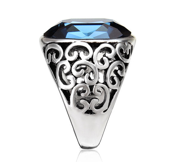 Vintage Hollow Out Carve Crystal Zircon Ring Unisex Jewelry