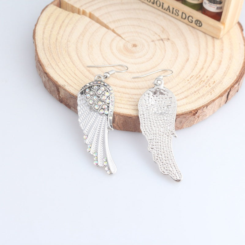 Cute Women's Earrings Angel Wings Rhinestone Alloy Earrings