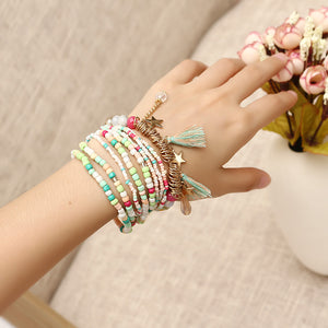 Bohemian Women's Bracelet Tassel Star Crystal Beads Bracelet Gift for Women