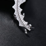 925 Sterling Silver Earrings Leaf Full Zirconia Ear Cuff