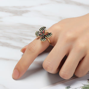 Fashion Colorful Butterfly 18K Gold Ring Luxury