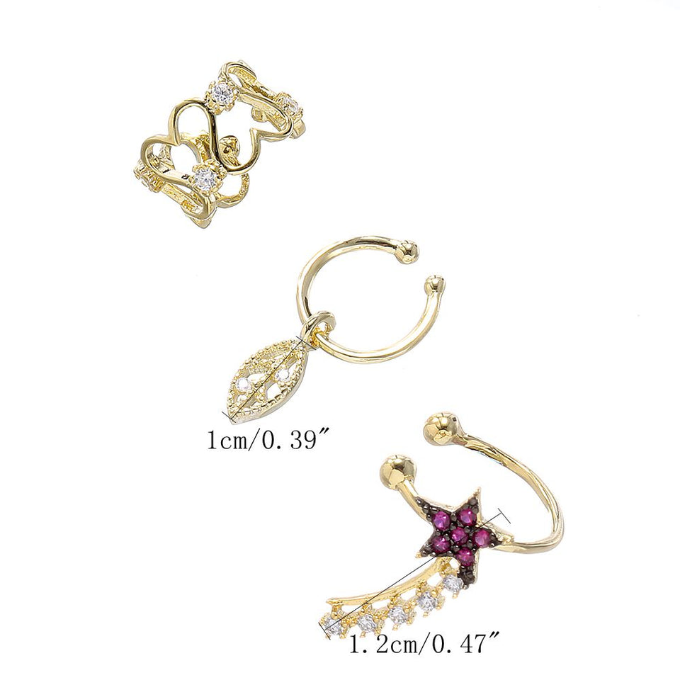 JASSY 3 Pcs 18K Gold Ear Clip Earring