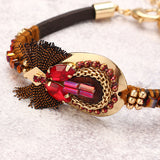 Bohemian Bracelet Luxury Gold Plated Leather Bangle Women Boho Jewelry Unique Gift