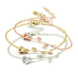 Trendy Rose Gold Silver Plated Flower Chain Bracelets