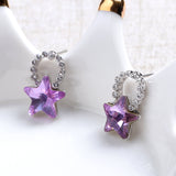 Fashion Silver Earrings Blue Purple Colorful Stars Ear Stud