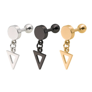 1 Piece Titanium Steel Earrings Fashion 316L Stainless Steel Triangle Pendant Ear Stud for Men Women