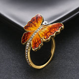 Sweet Enamel Butterfly Insect Diamond Rings Gift for Women