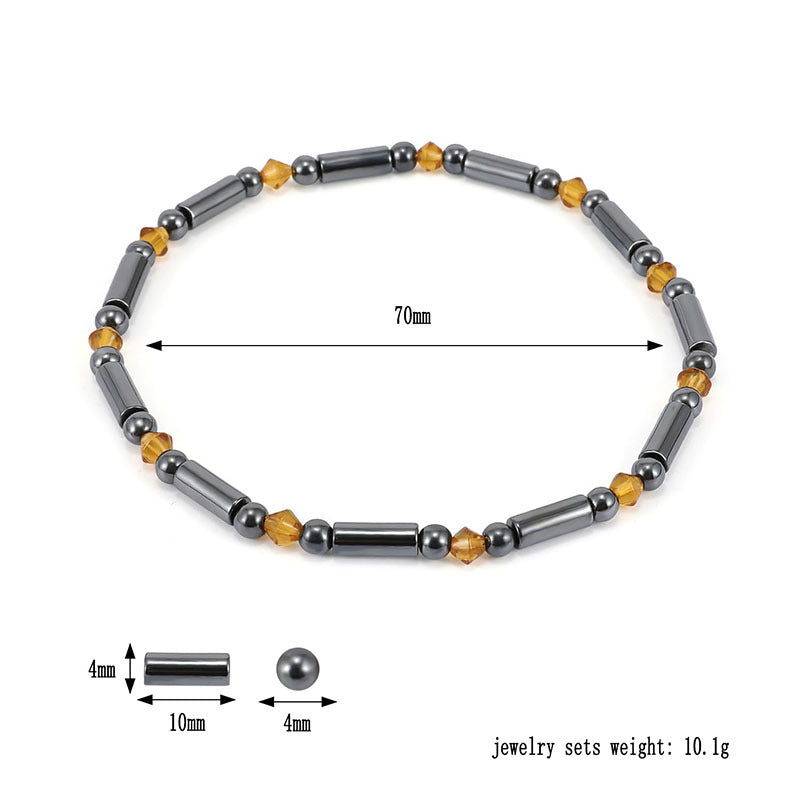 Unisex Minimalism Magnet Stone Beads Elastic Anklet Bracelet