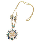 Bohemian Sun Moon Pendant Opal Charm Necklace