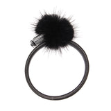 Trendy Fuzzy Ball Rhinestone Elastic Bracelets Finger Rings