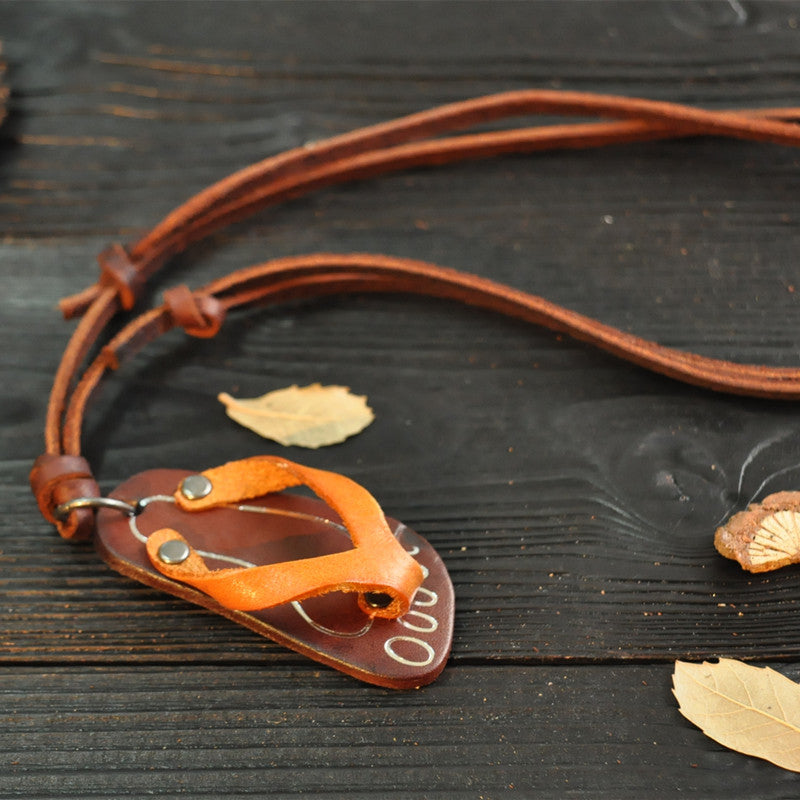 Genuine Leather Flip-Flops Outdoor Beach Necklace