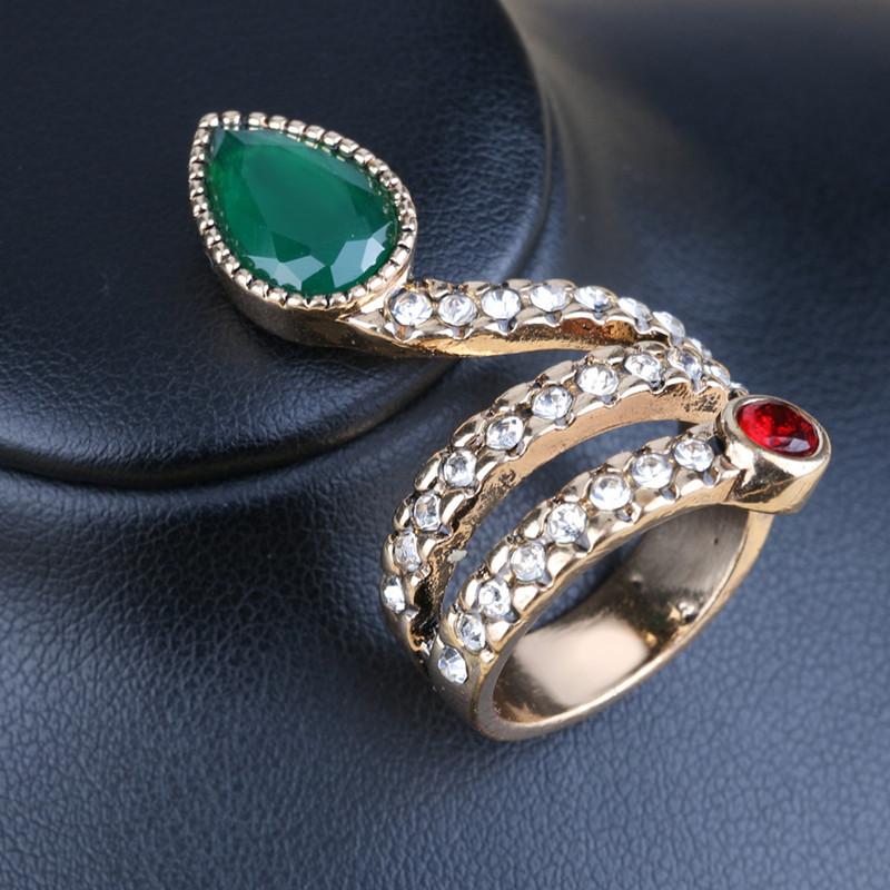 Fashion Snake Serpent Green Cubic Zirconia Crystal Ring