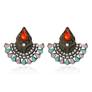 1Pair Bohemian Crystal Rhinestones Water Drop Retro Earrings