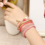 Bohemian Bracelet Crystal Beads Tassel Multilayer Bracelets for Women