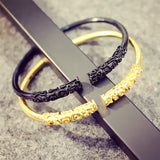 Unisex Retro Golden Cudgel Silver Gold Black Cuff Bracelets