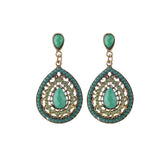 Bohemian Rhinestone Water Drop Pendant Ear Stud Piercing Earrings Clothing Accessories for Women