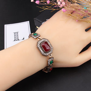 Ethnic Bracelet Polygonal Rhinestone Colorful Resin Bangle