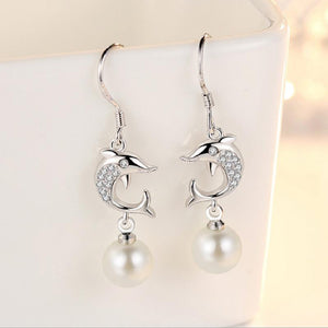 Fashion Ear Drop S925 Silver Dolphin Earring Simple Tasse