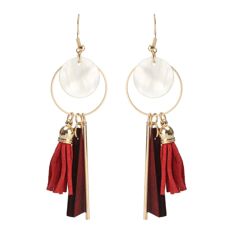 Trendy Tassels Wood Shell Ear Drop Elegant Earrings