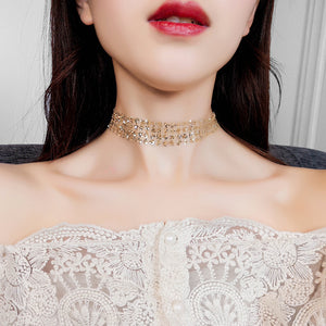 Fashion Choker Necklace Grenadine Mental Paillette
