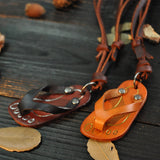 Genuine Leather Flip-Flops Outdoor Beach Necklace