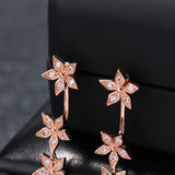 925 Sterling Silver Flower Earrings Dazzling Zirconia