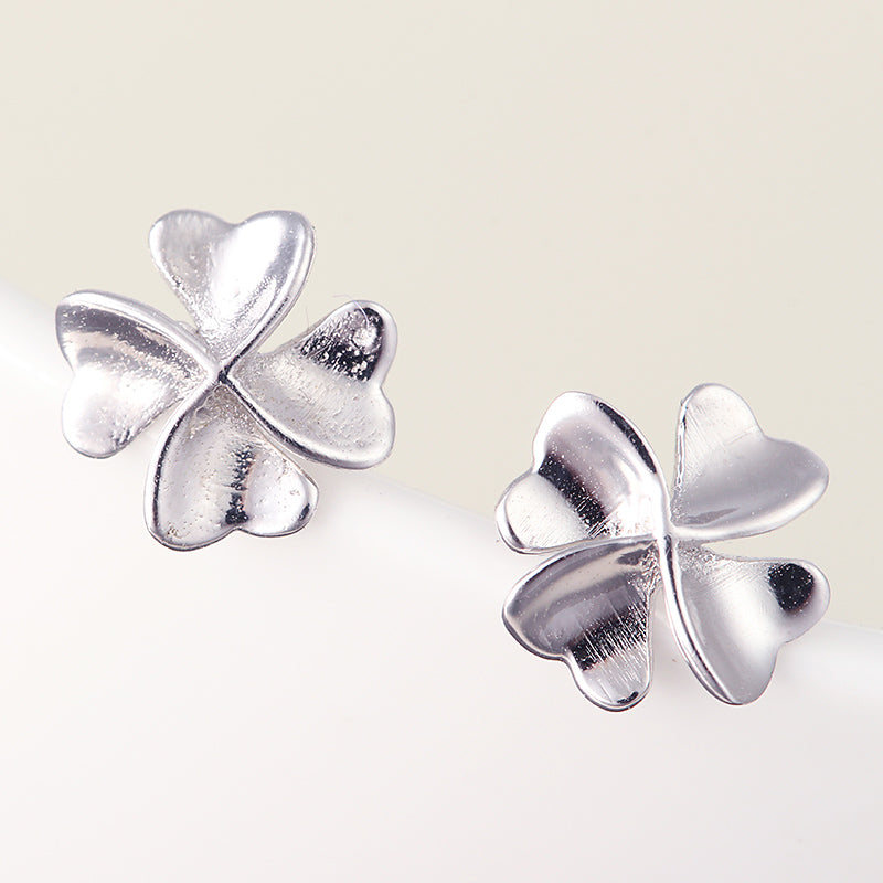 925 Sterling Silver Sweet Lucky Flower Earrings For Women