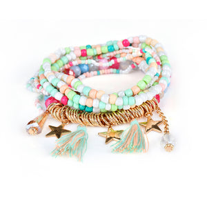 Bohemian Women's Bracelet Tassel Star Crystal Beads Bracelet Gift for Women