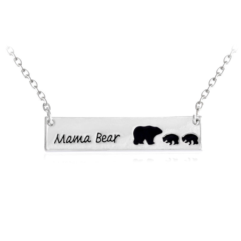 Creative Letters Engraved Mama Bear Pendant Necklace Cute