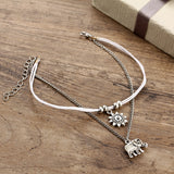 Vintage Multilayer Elephant Sun Charm Anklet Bohemian