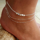 Trendy Sterling Silver Plated  Beads Anklet