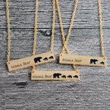 Creative Letters Engraved Mama Bear Pendant Necklace Cute