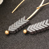 Trendy Stylish Natural Ore Multicolor Texture Arrowhead Earring Jewelry for Women