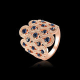 Sapphire Zircon Gold Enagement Ring Wide Wave Luxury Elegant Gift Accessories