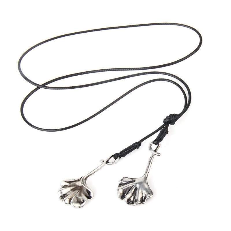 Unisex Ethnic Apricot Leaves Pendant Handmade Long Necklaces