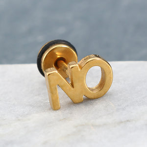 1pc Titanium Steel Letters Word NO Punk Women Men Earring