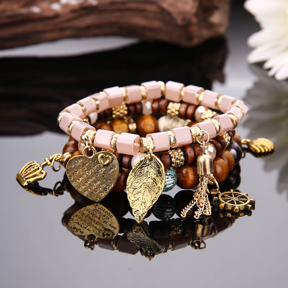 Charm Multilayer Tassel Bracelets Leaf Anchor Bracelet