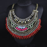 European Multilayer Crystal Rhinestone Statement Choker Necklace