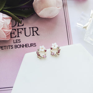 925 Sterling Silver Needle Shell Flower Butterfly Earrings