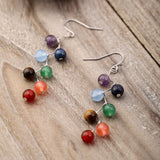 Women's Rainbow Stones Colorful Yoga Bead Dangle Earrings