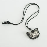 Vintage Black Sandalwood Ethnic Silver Butterfly Charm Neckl