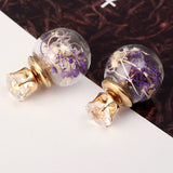 Trendy Ear Stud Double Color Baby's Breath Glass Ball Flower Earrings