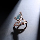 Cute Fox Opal Finger Ring Enamel Zircon Stylish Fashion Jewelry for Women